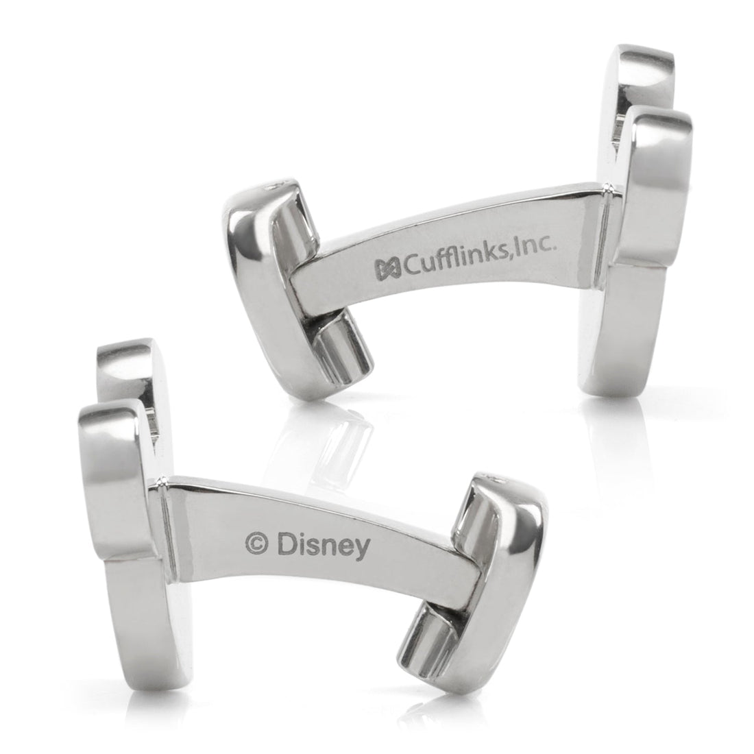 Disney Mickey Mouse Head Silhouette Basket Weave Silver Cufflinks - Image 4