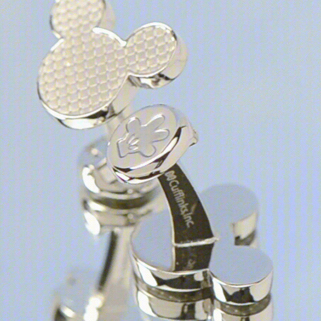 Disney Mickey Mouse Head Silhouette Basket Weave Silver Cufflinks - Image 6