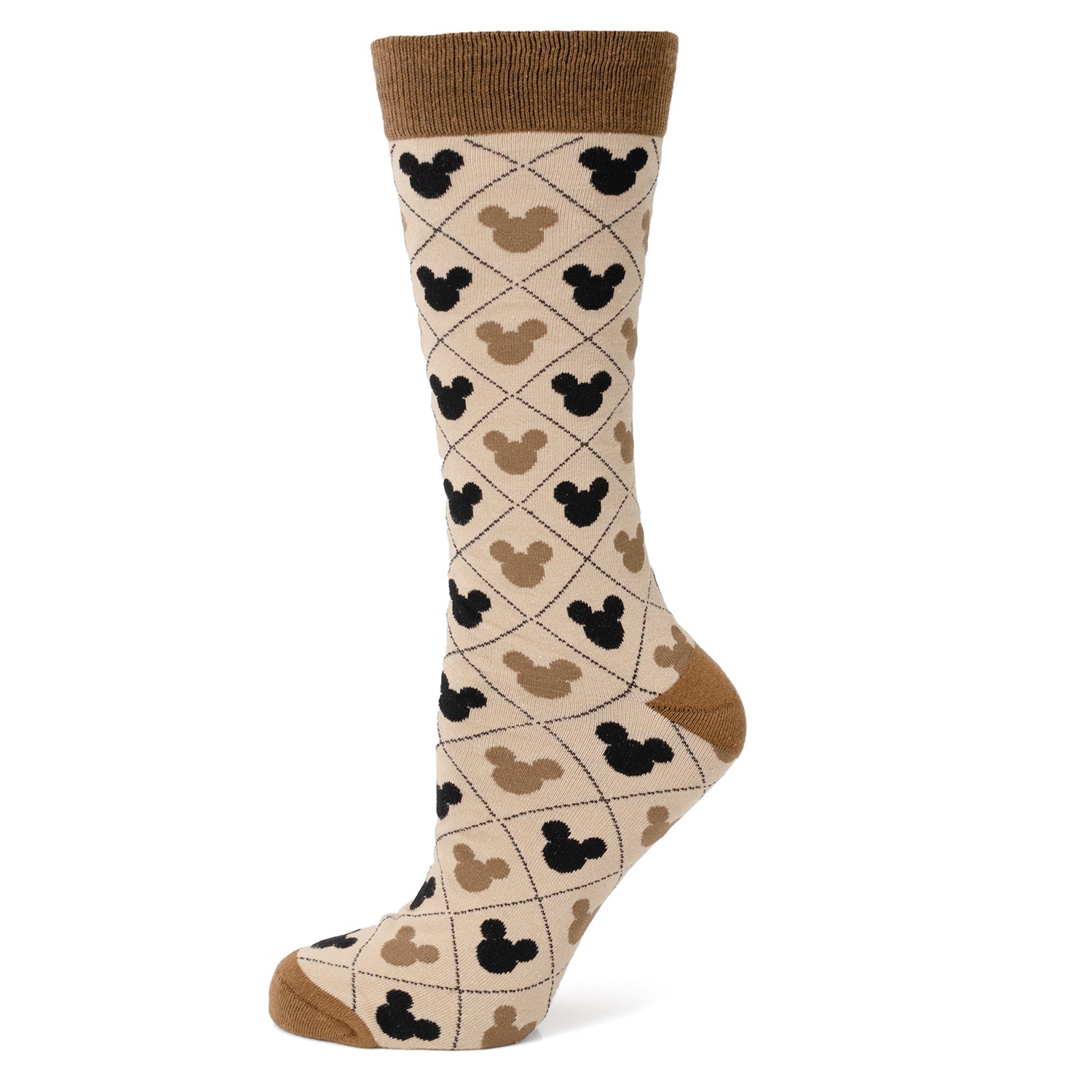 Disney Mickey Mouse Tan Argyle Socks and Enamel Lapel Pin Set - Image 2