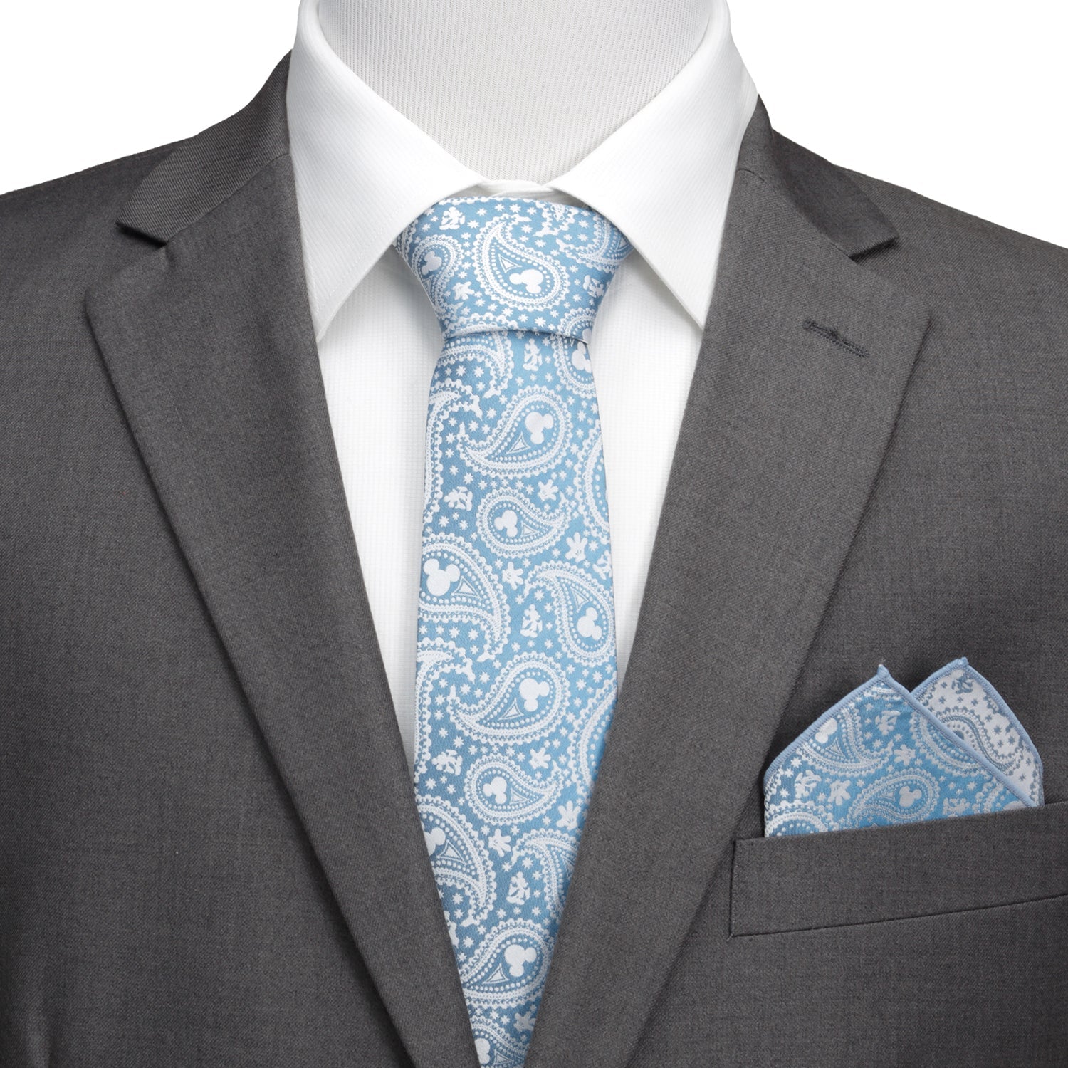 Disney Mickey Mouse Teal Paisley Men's Silk Tie - Image 2