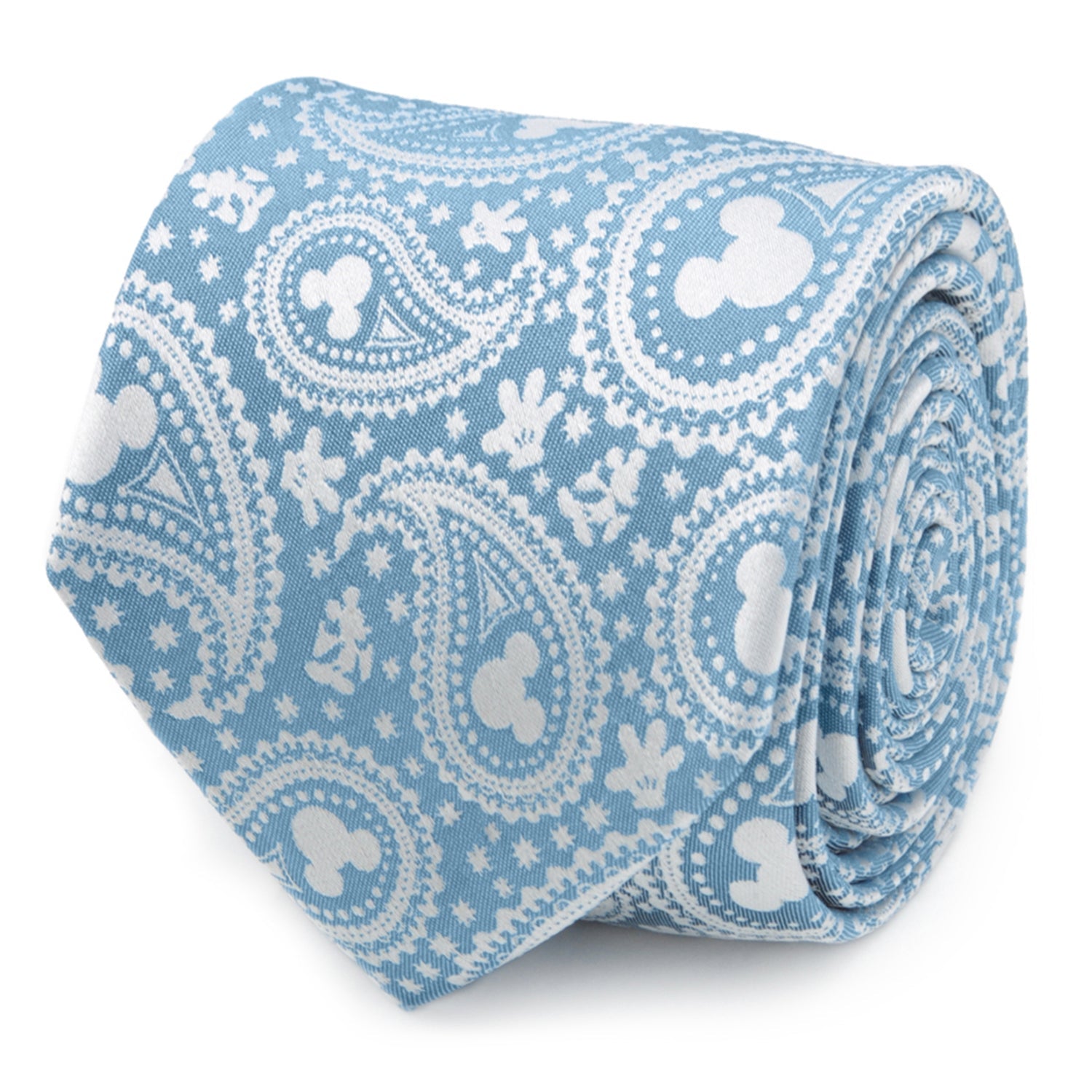 Disney Mickey Mouse paisley pattern necktie in teal and silver silk