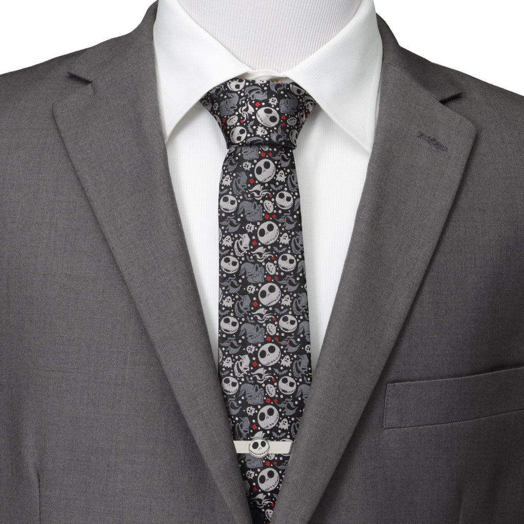 Disney Nightmare Before Christmas Jack Skellington Black Gray Tie - Image 2