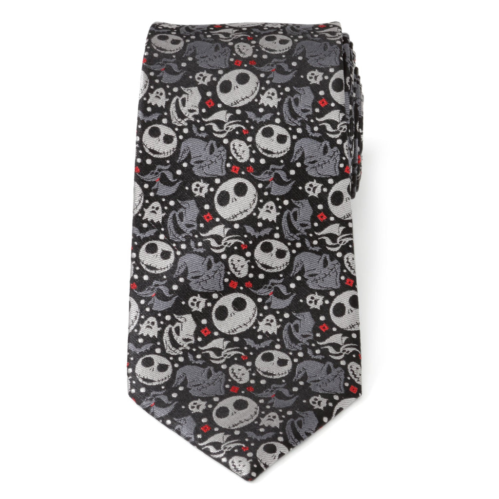 Disney Nightmare Before Christmas Jack Skellington Black Gray Tie - Image 3