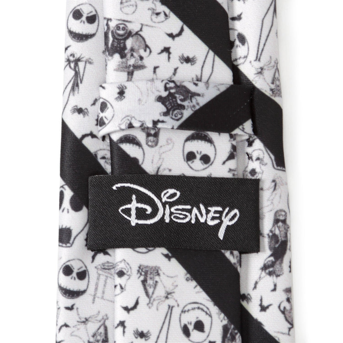 Nightmare Before Christmas Striped Black and White Men's Tie - Image 4
