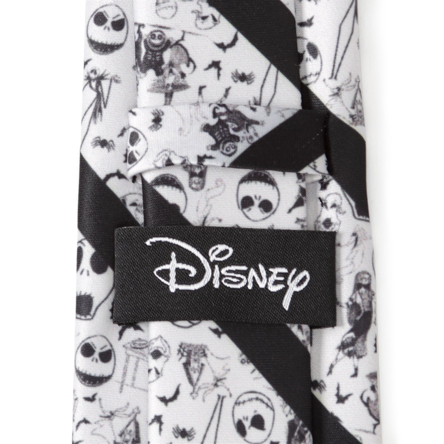 Nightmare Before Christmas Striped Black and White Men's Tie - Image 4