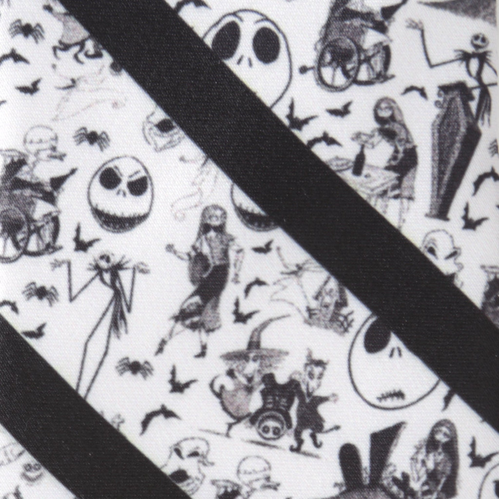 Nightmare Before Christmas Striped Black and White Men's Tie - Image 5