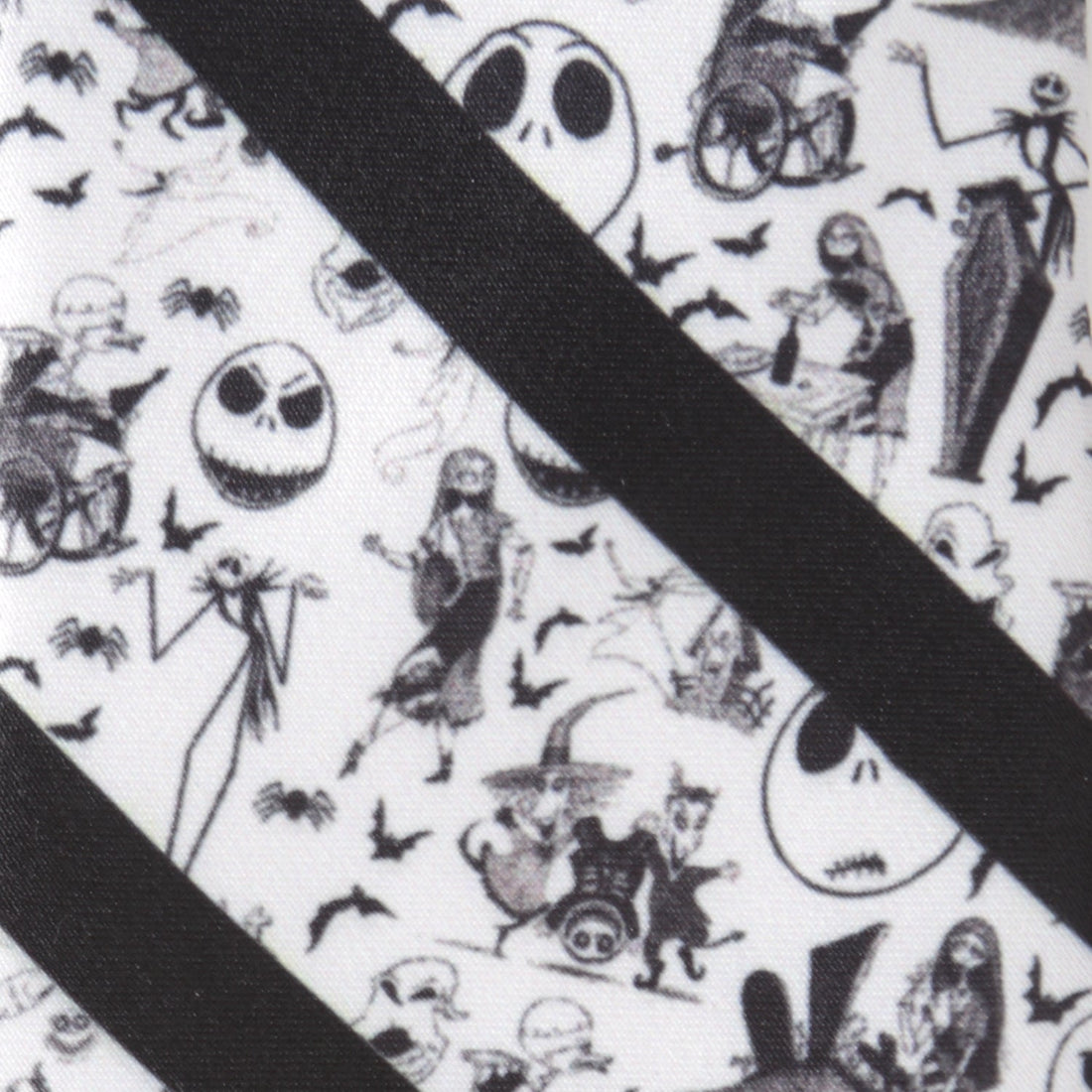 Nightmare Before Christmas Striped Black and White Men's Tie - Image 5