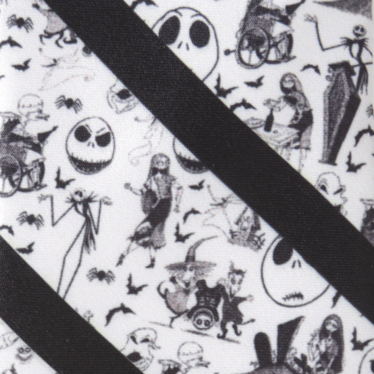 Nightmare Before Christmas Striped Black and White Men's Tie - Image 5