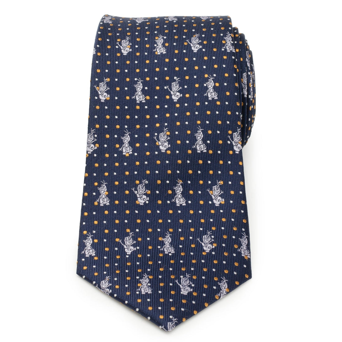 Disney Frozen Olaf Dot Motif Men's Silk Necktie in Navy - Image 3