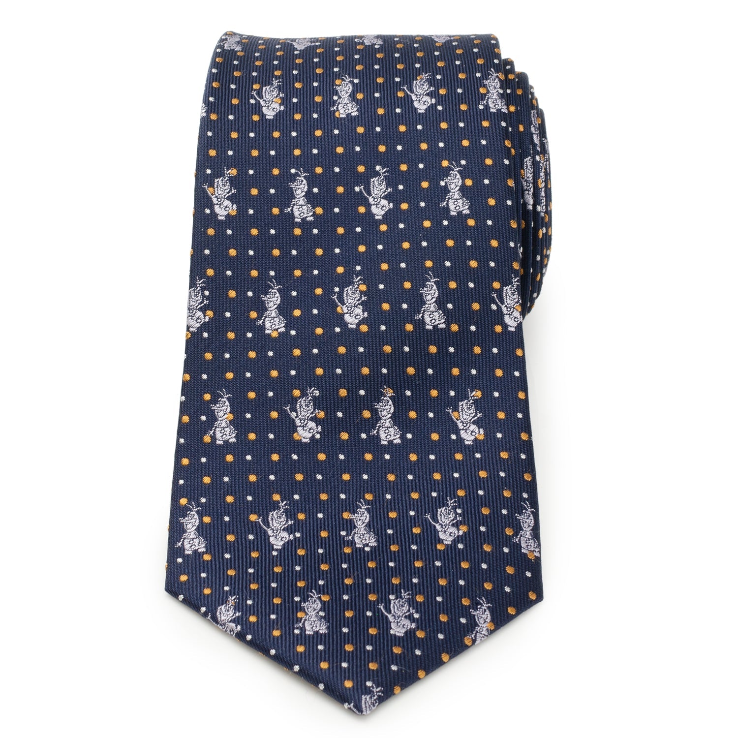 Disney Frozen Olaf Dot Motif Men's Silk Necktie in Navy - Image 3