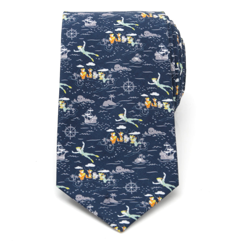 Disney Peter Pan Neverland Print Cotton Tie in Navy Blue - Image 3