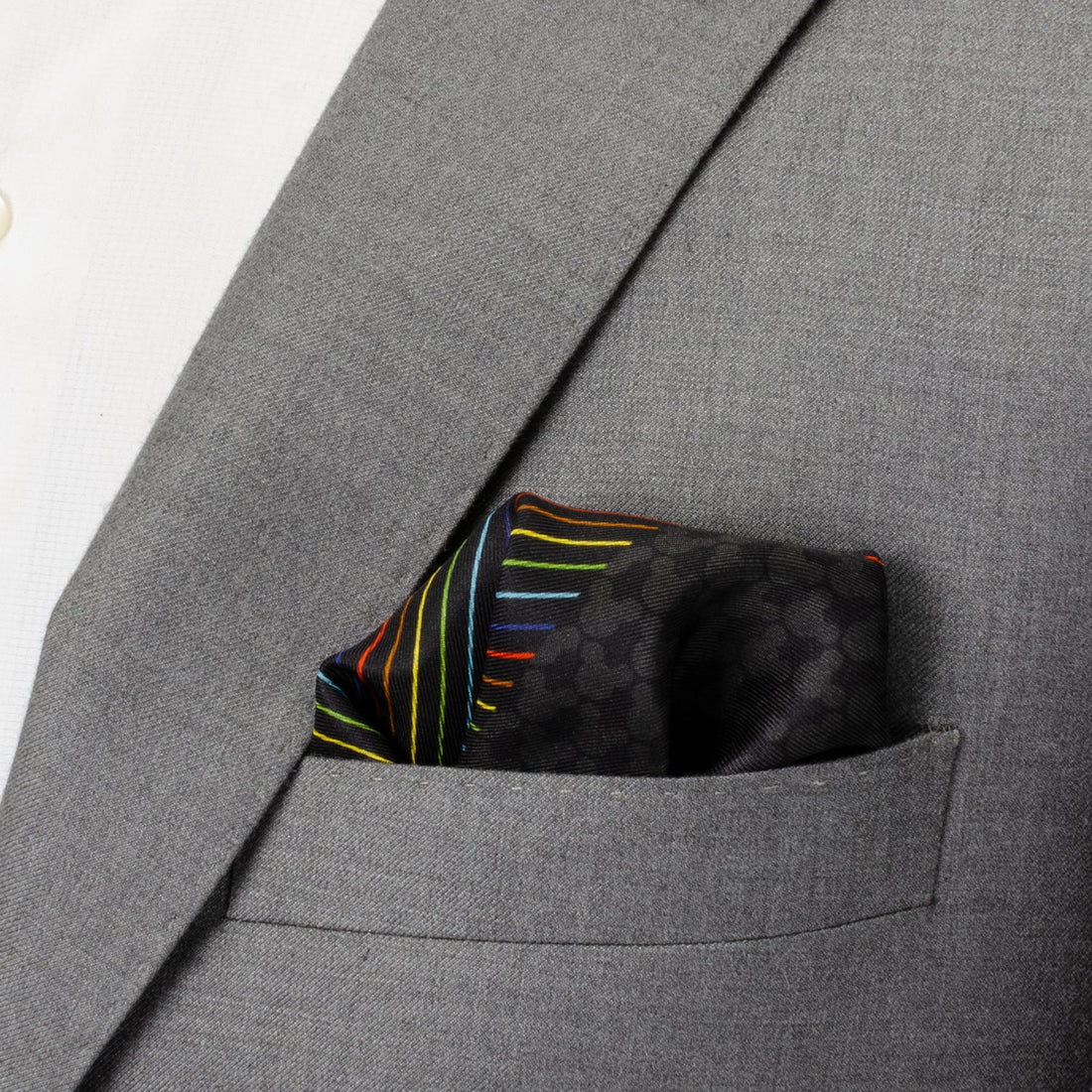 Disney Mickey Mouse Silk Pocket Square in Black and Rainbow - Image 2