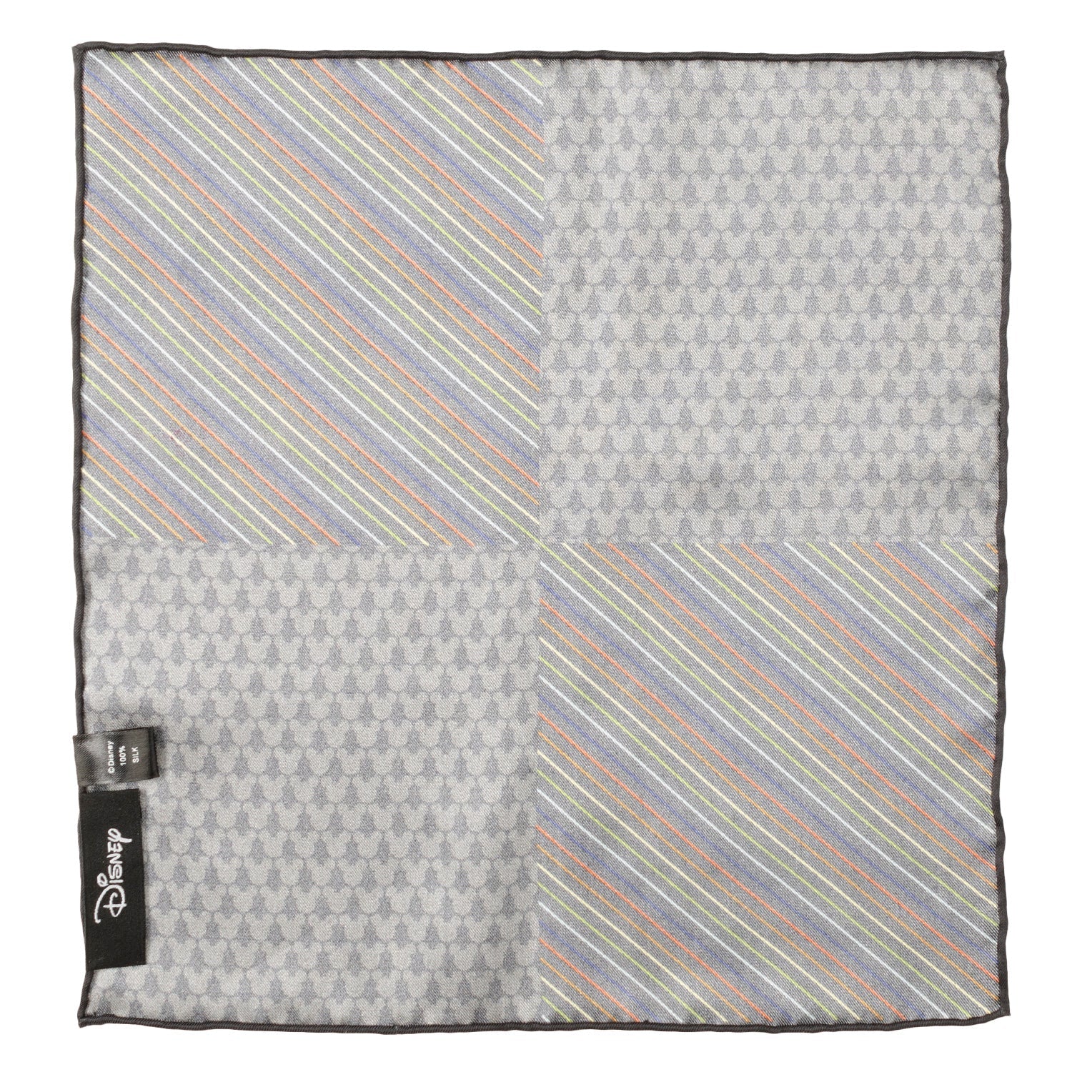 Disney Mickey Mouse Silk Pocket Square in Black and Rainbow - Image 4