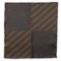 Folded Disney Mickey Mouse pocket square with a black tonal pattern and contrasting rainbow stripes.