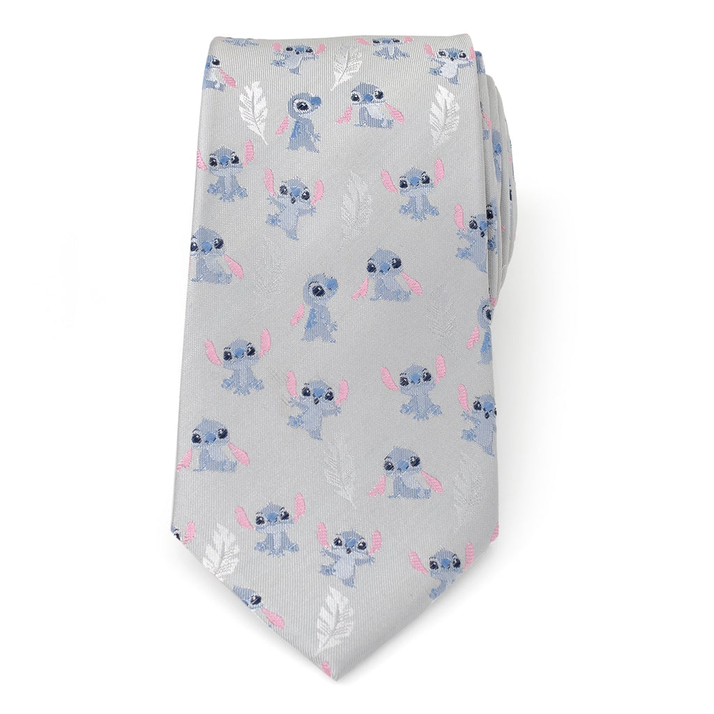 Disney Lilo & Stitch Gray Men's Tie with Feather Pattern - Image 3