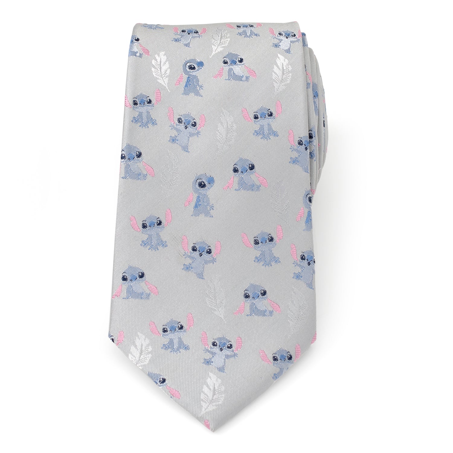 Disney Lilo & Stitch Gray Men's Tie with Feather Pattern - Image 3