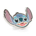 A colorful Disney Lilo and Stitch enamel lapel pin with a metal clutch backing.