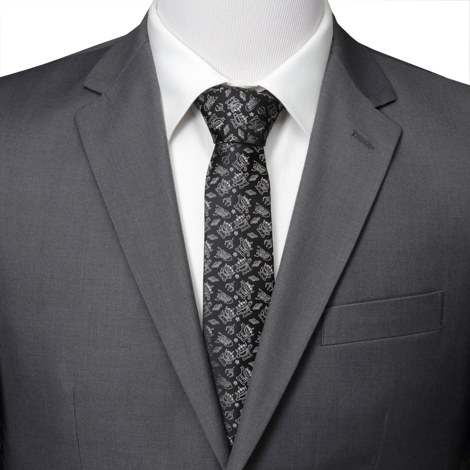 Disney Pixar Toy Story Alien Print Men's Necktie in Black - Image 2