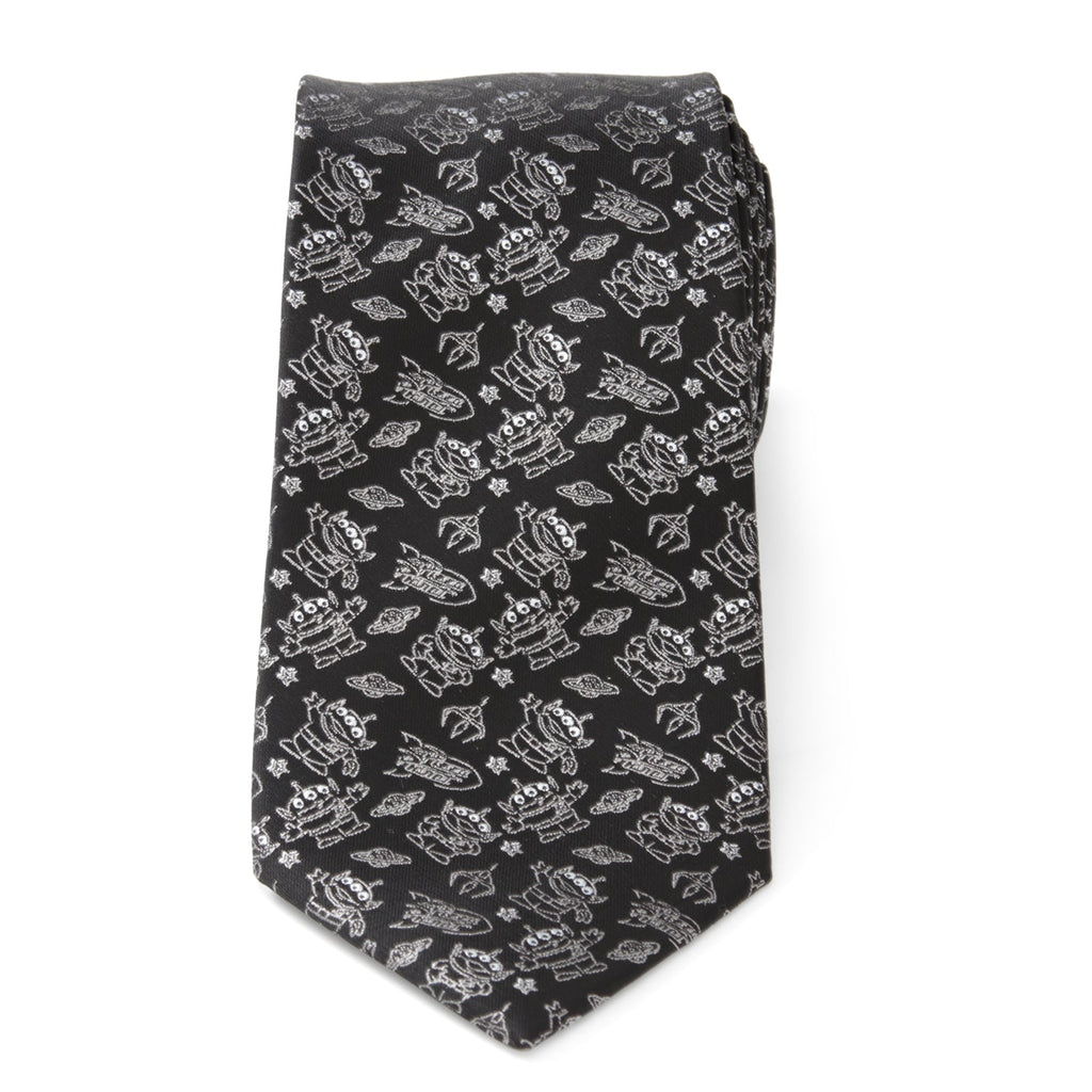 Disney Pixar Toy Story Alien Print Men's Necktie in Black - Image 3