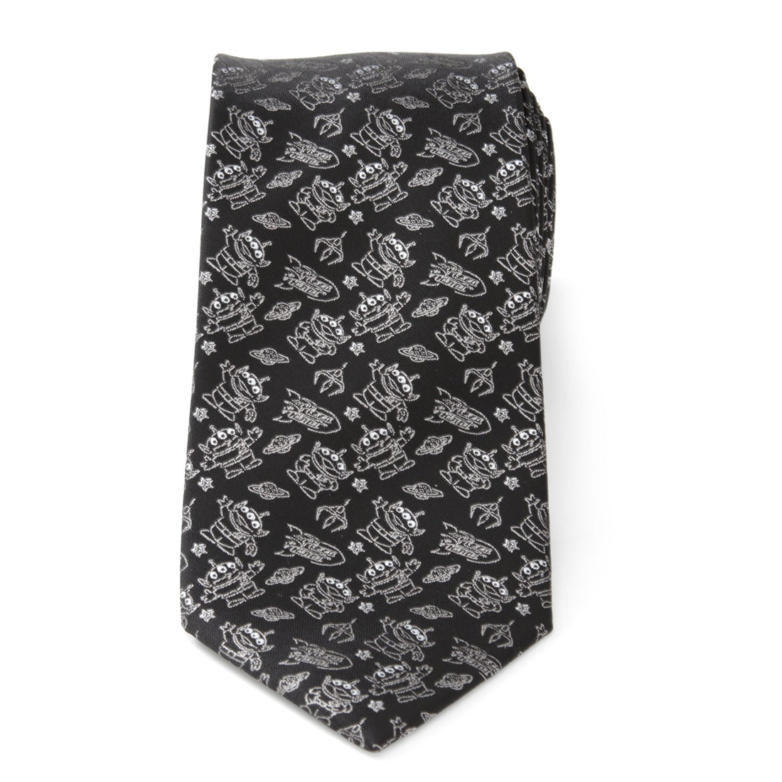 Disney Pixar Toy Story Alien Print Men's Necktie in Black - Image 3