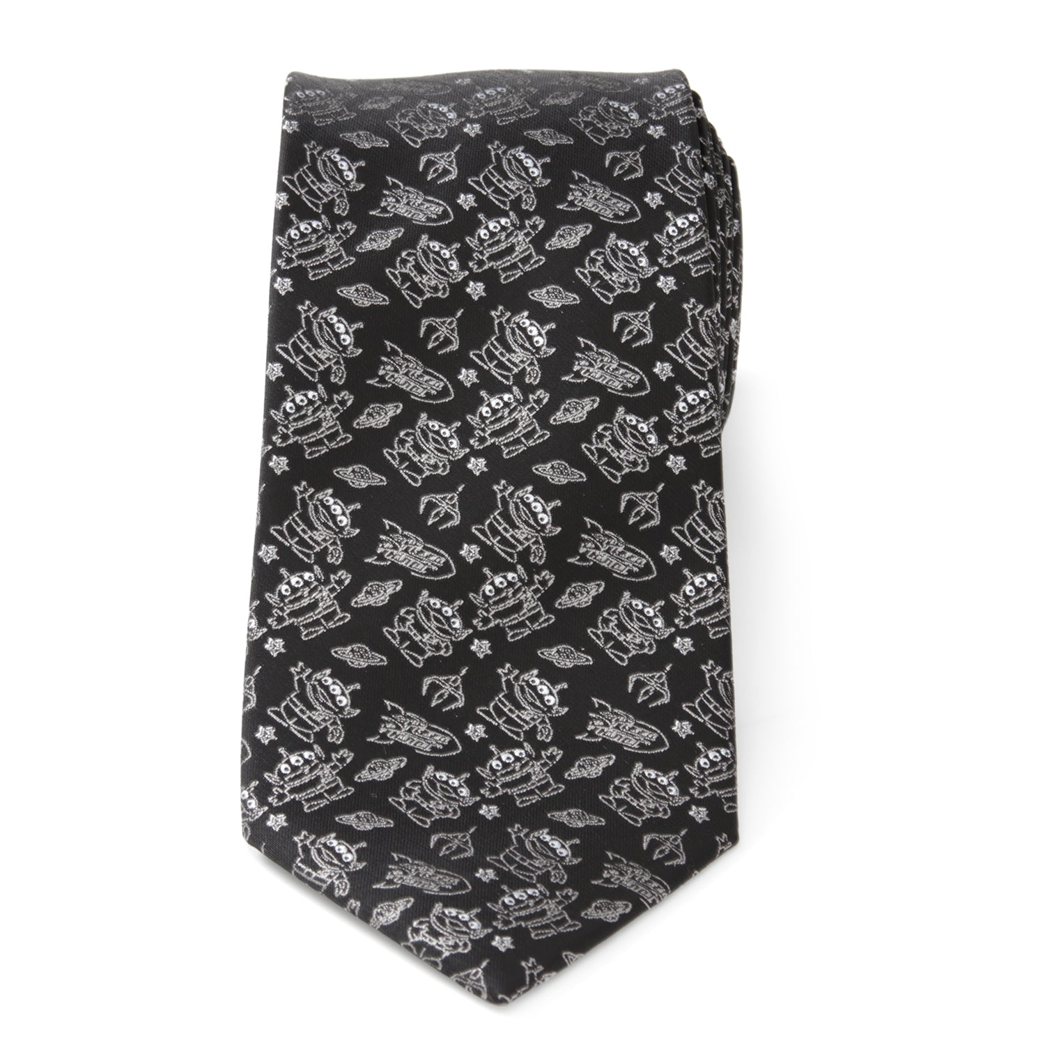 Disney Pixar Toy Story Alien Print Men's Necktie in Black - Image 3