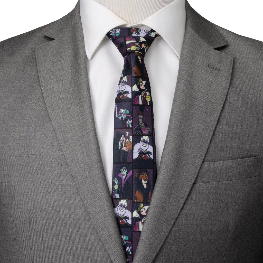Disney Villains Black Geometric Pattern Men's Necktie - Image 2