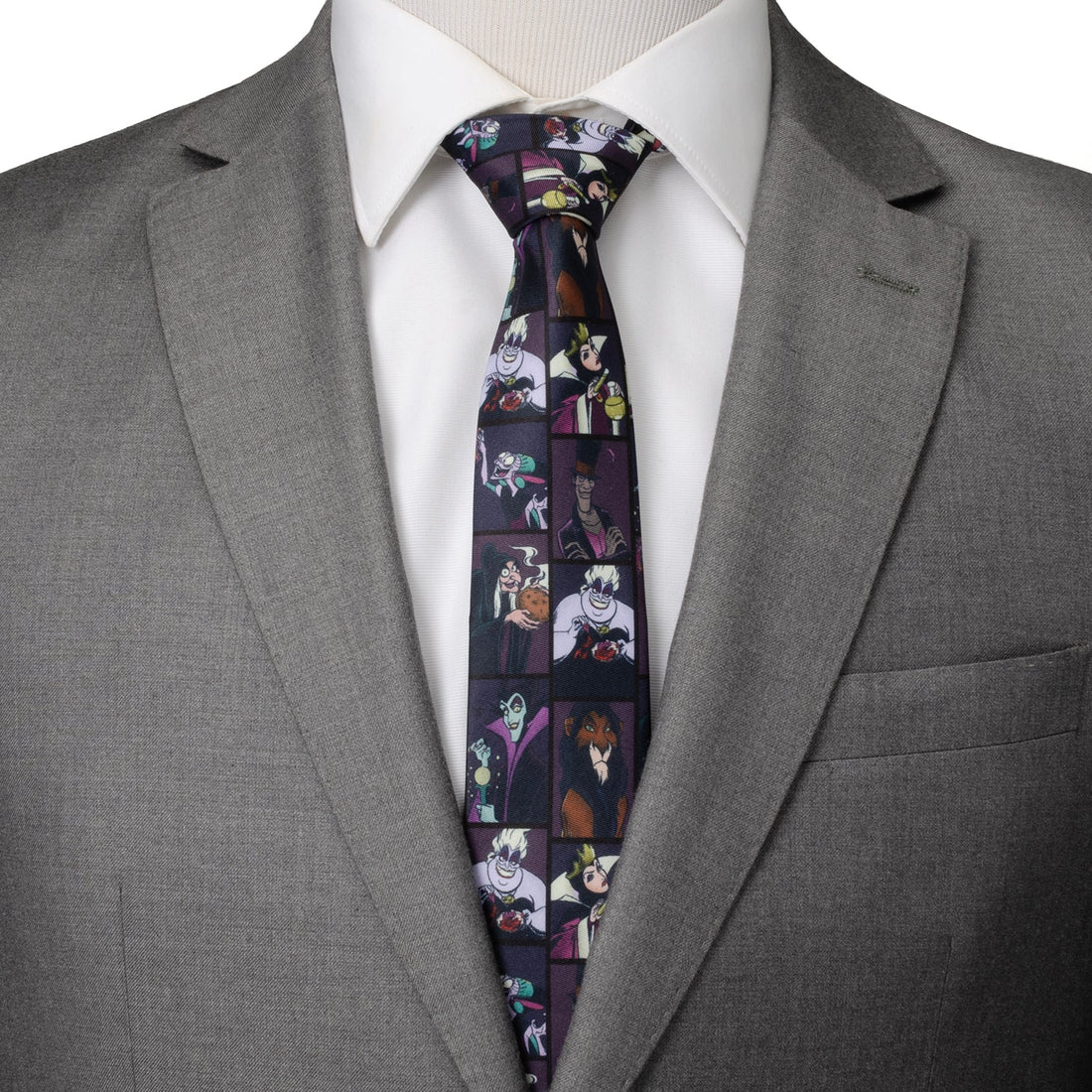Disney Villains Black Geometric Pattern Men's Necktie - Image 2