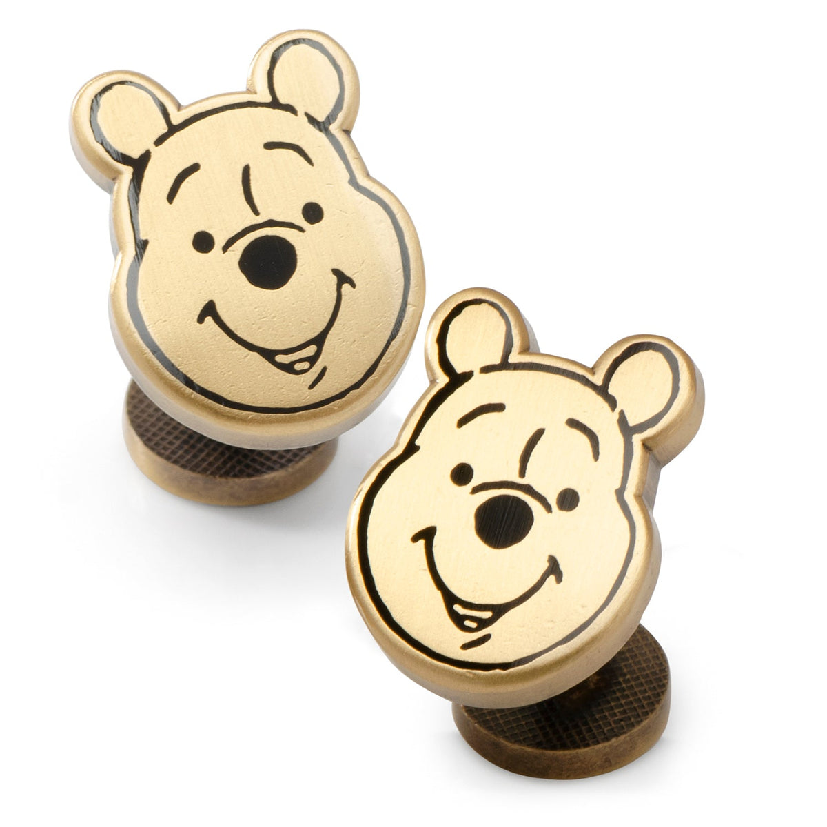Winnie the Pooh Face Gold Cufflinks with Hunny Pot Backing