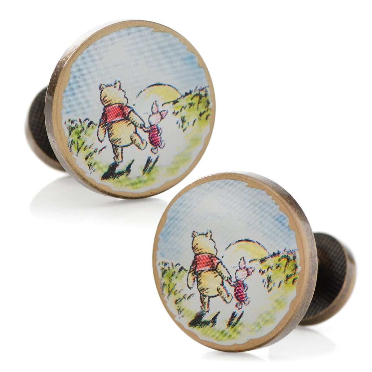 Winnie the Pooh and Piglet Gold Plated Novelty Cufflinks