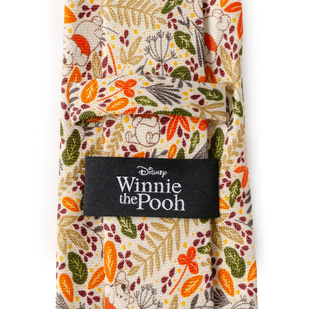 Winnie the Pooh Tan Patterned Fall Leaf Linen Men's Necktie - Image 5