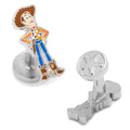 Disney Pixar Toy Story Woody character cufflinks with sheriff badge detail on silver-tone backing