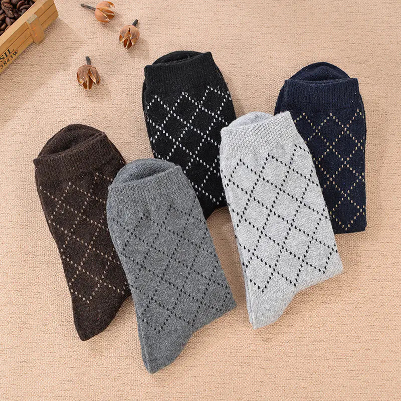 Women's Thick Wool Blend Winter Socks with Heart and Diamond Prints - Image 2