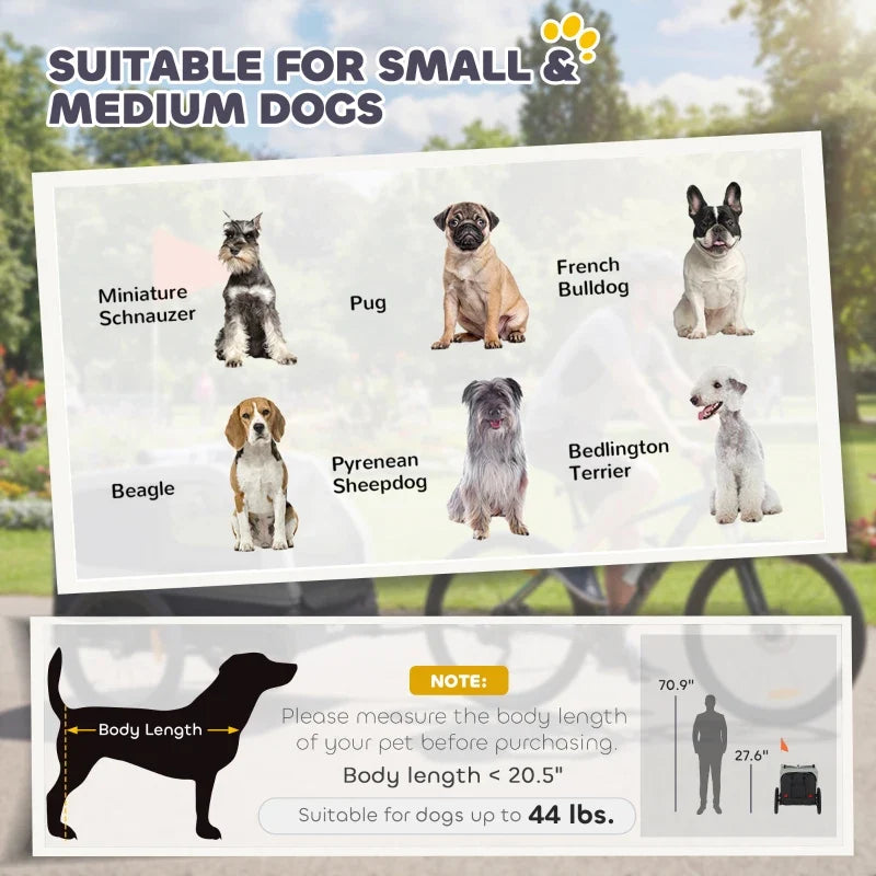 Dog Bike Trailer for Small & Medium Dogs, Universal Bicycle Coupler, Flip-Down Ramp Tailgate