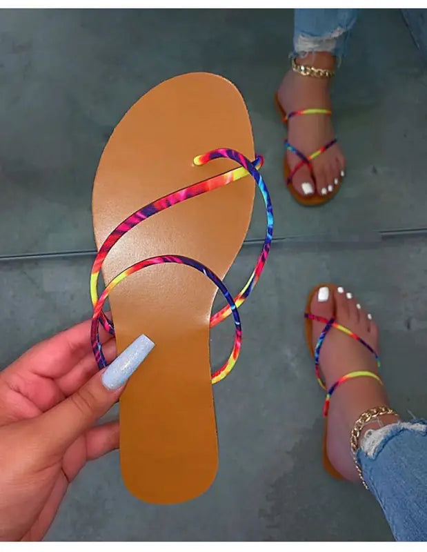 Women's Gold Strappy Flat Sandals for Summer Beach Wear - Image 10