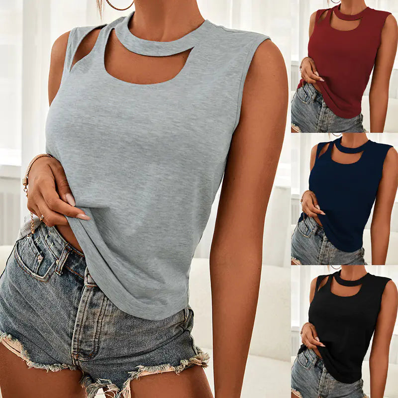 Women's Sleeveless Cutout Round Neck Tank Top in Multiple Colors - Image 8