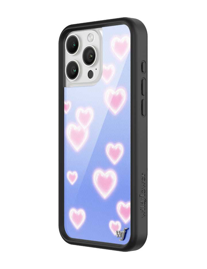 Dreamy Hearts Phone Case with Blue Background and Pink Hearts - Image 2