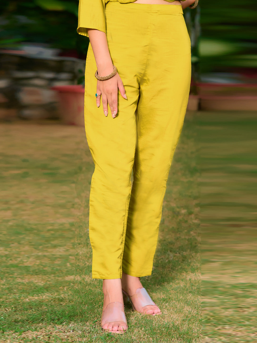 Yellow Full Front Embroidered Kurta Set with Organza Dupatta