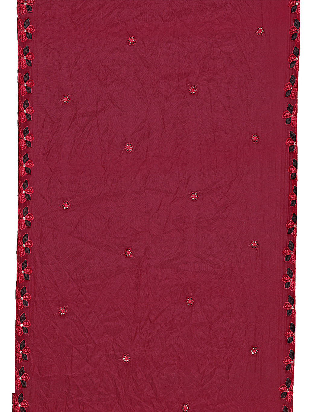 Maroon Chanderi Embroidered Kurta Set with Cut Work Organza Dupatta