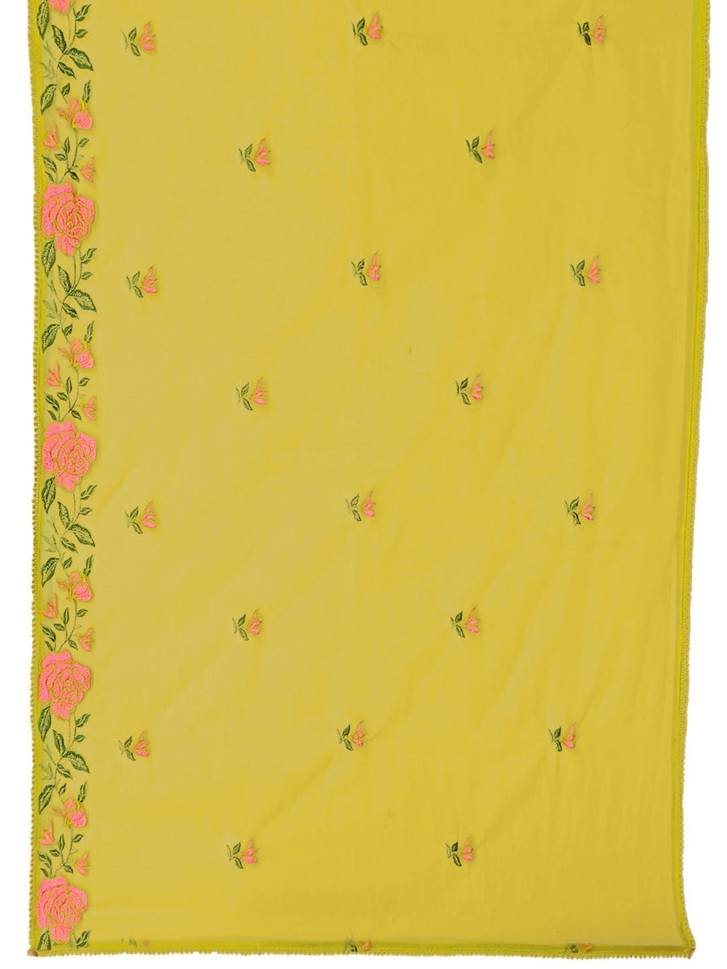 Yellow Chanderi Mirror Embroidered Kurta Set with Organza Dupatta