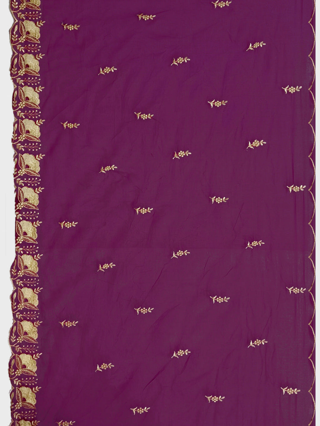 Embroidered Kurta with Pant and Organza Dupatta, Purple