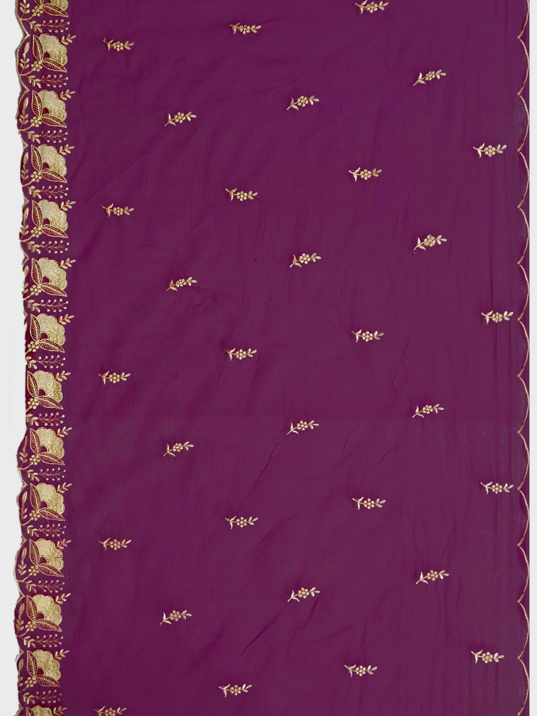 Embroidered Kurta with Pant and Organza Dupatta, Purple