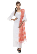 Peach cotton dupatta with intricate Payal design print