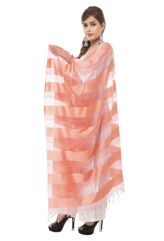 Peach Cotton Dupatta with Delicate Payal Design