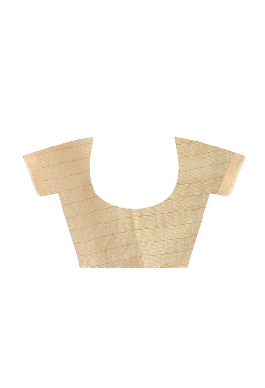 Golden Bhagalpuri Handloom Silk Raj Shree Saree with Blouse Piece