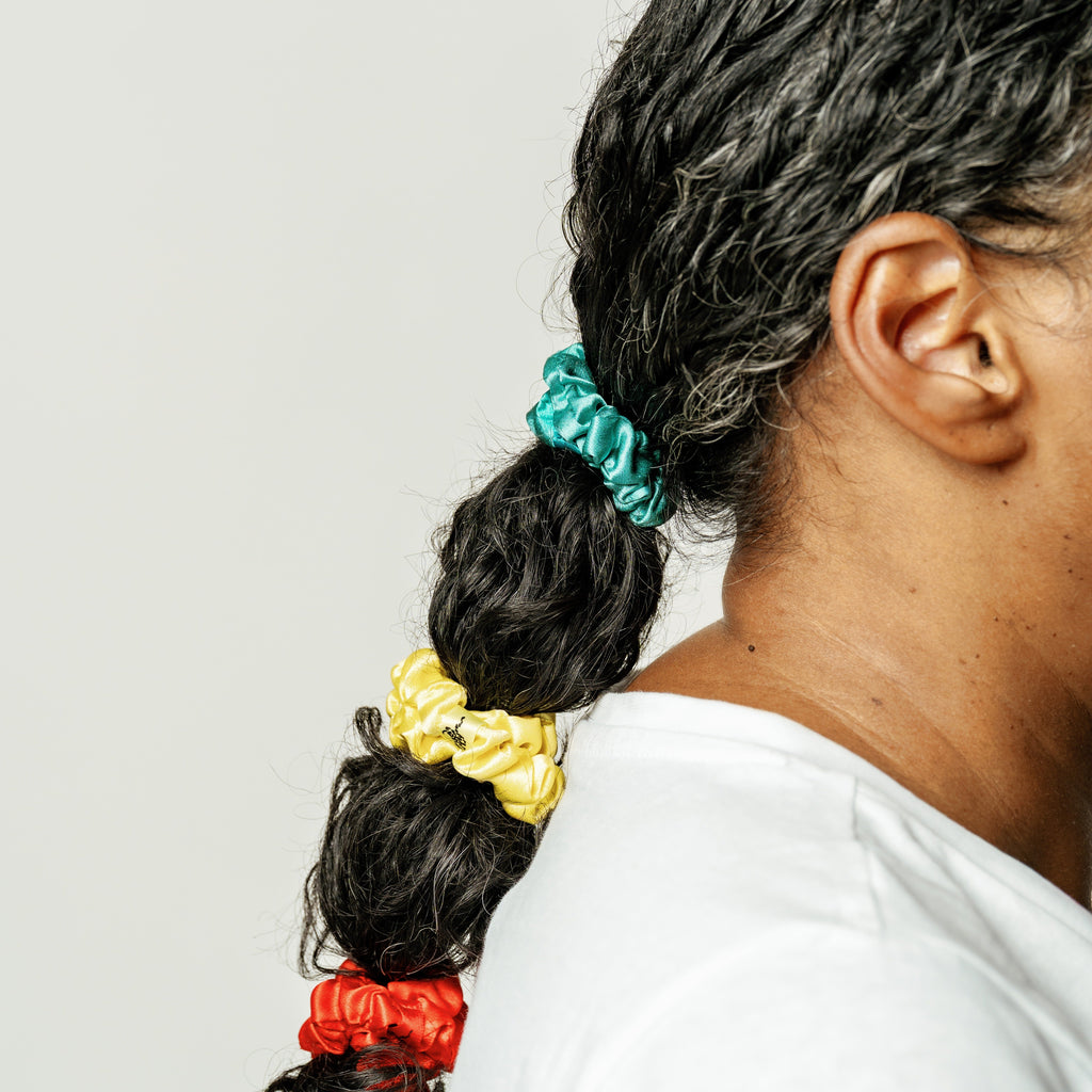 Organic Silk Small Scrunchie 3-Pack Jade Green