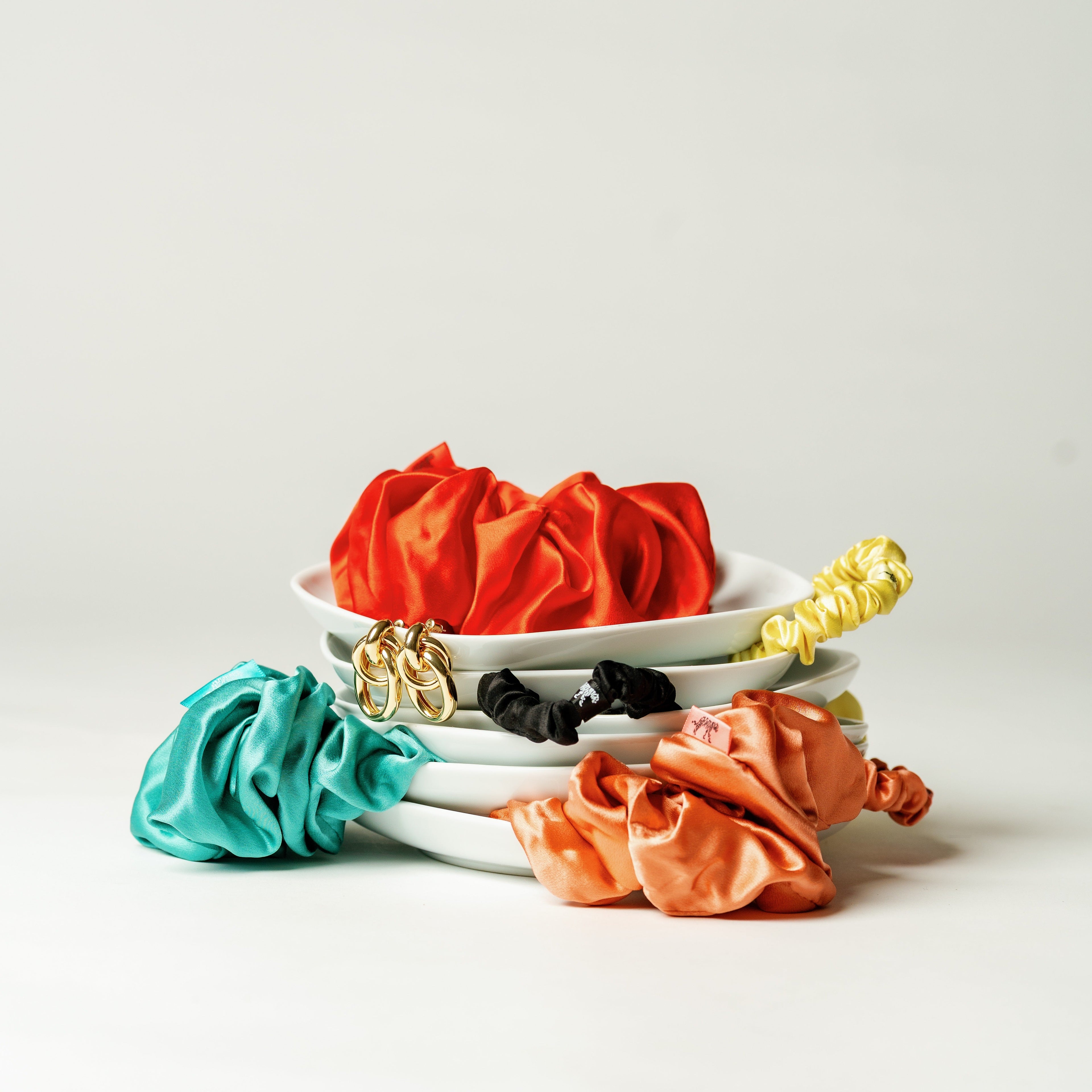 Organic Silk Oversized Scrunchie Tomato Red