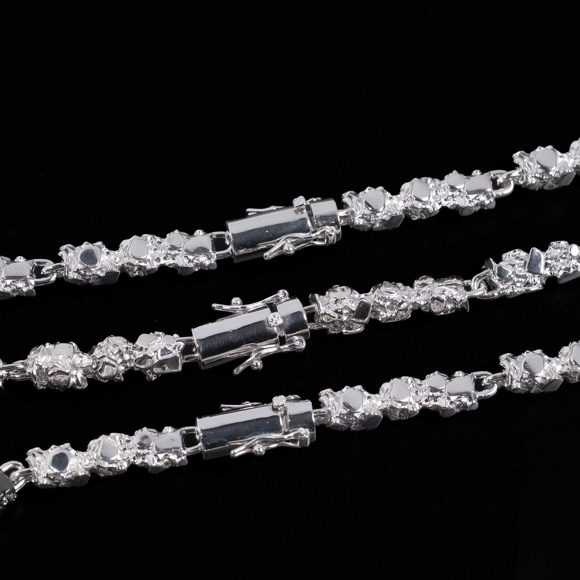 Nugget Chain 8.5 mm Necklace Real Solid 925 Sterling Silver