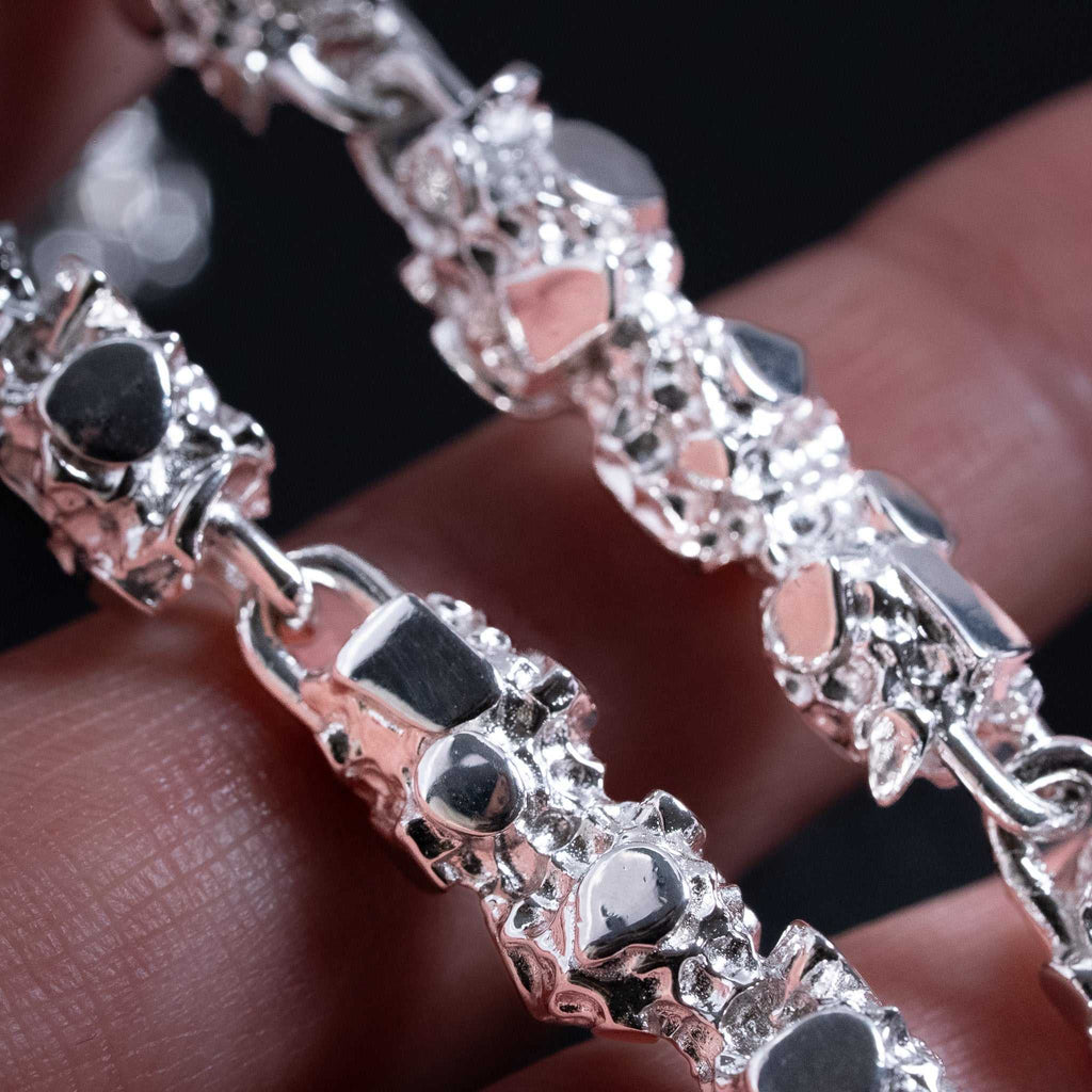 Nugget Chain 8.5 mm Necklace Real Solid 925 Sterling Silver