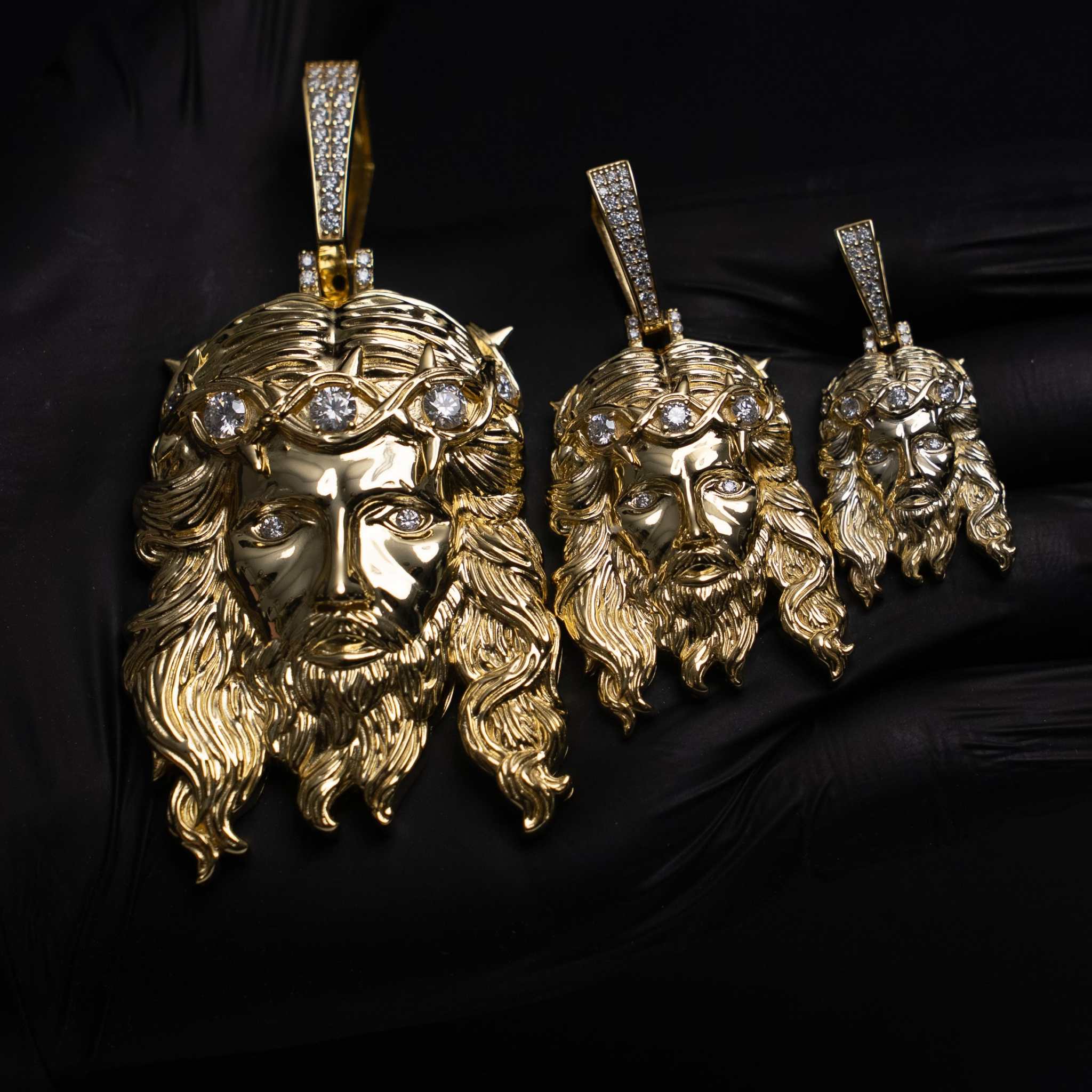 Moissanite Jesus Piece Head Pendant 14K Gold Plated Solid 925 Sterling Silver