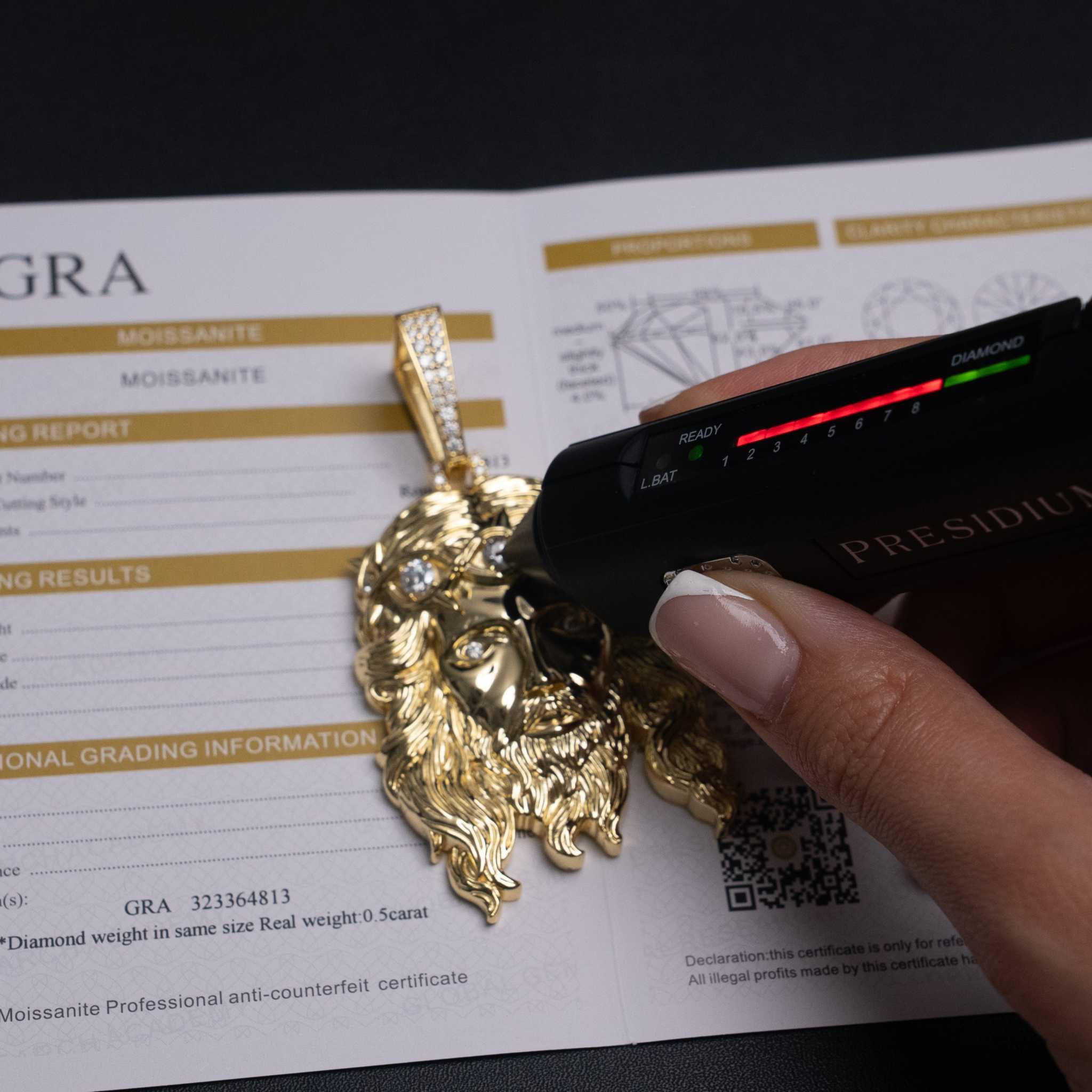 Moissanite Jesus Piece Head Pendant 14K Gold Plated Solid 925 Sterling Silver